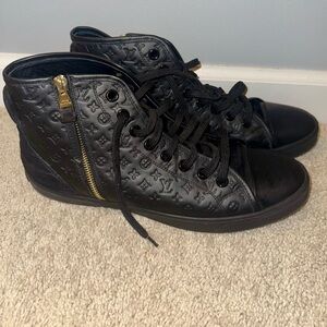 Louis Vuitton Black Monogram Empreinte Leather Punchy High Top Sneakers